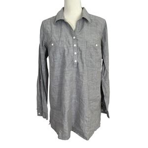 Duluth Trading Shirt Half Button Collared Gray 100% Cotton Women's Size Large
